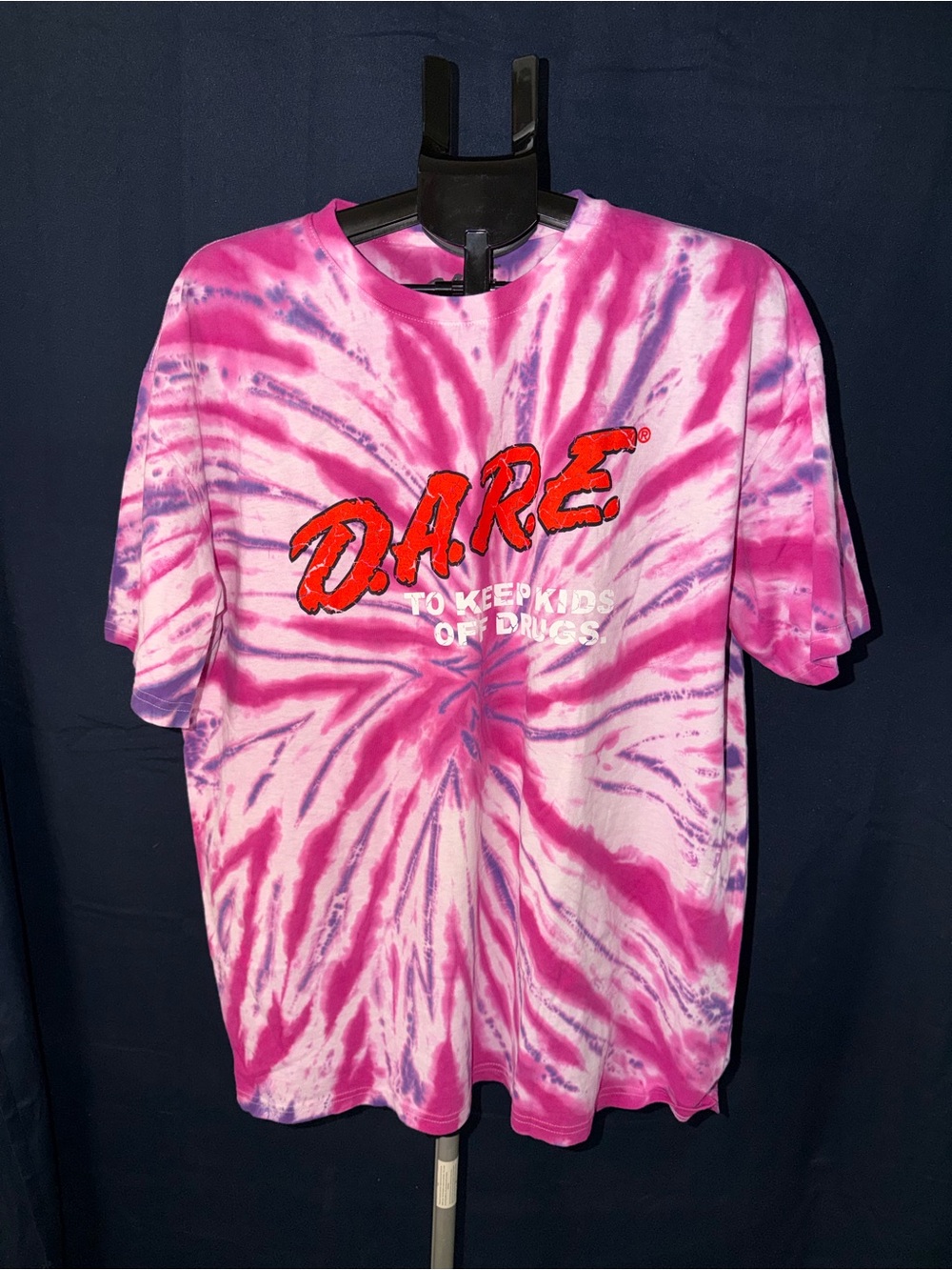 D.A.R.E. Tie-Dye Graphic Tee Pink Purple Spiral – Size 2XL